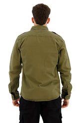 Chemise Militaire Vintage Kaki en coton supérieur à deux poches poitrines